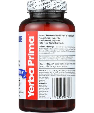 Yerba Prima Soluble Fiber Capsule - 180 per pack -- 3 packs per case. - Buy Online on GoSupps.com