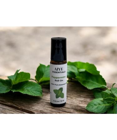 AIYE Essentials Peppermint Essential Oil Roll On 100% Pure 0.34 oz/10ml Natural Calming and Relaxation Formula - Buy Online on GoSupps.com