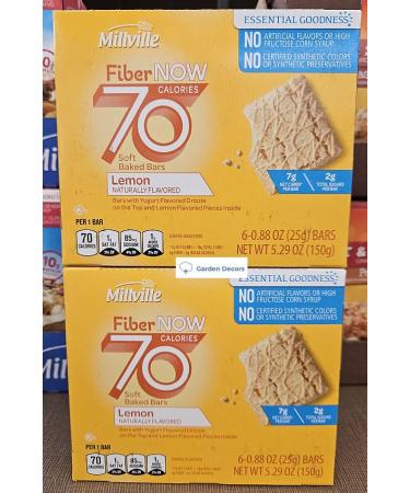 Fiber NOW Millville 70 Calories Soft Baked Bars Lemon 5.29oz 150g (Two Boxes)