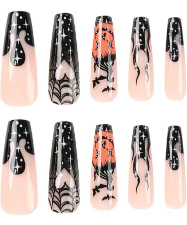 FEIlei Halloween Press on Nails Coffin False Nails with Designs for Nail Salon Home - Buy Online on GoSupps.com