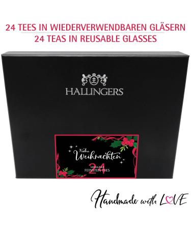 Hallingers Merry Christmas Tea Gift Set - 24 Vegan Varieties in Screw Glasses | Perfect for Mother's Day & Father's Day | Unique Advent Tea Collection - Buy Online on GoSupps.com