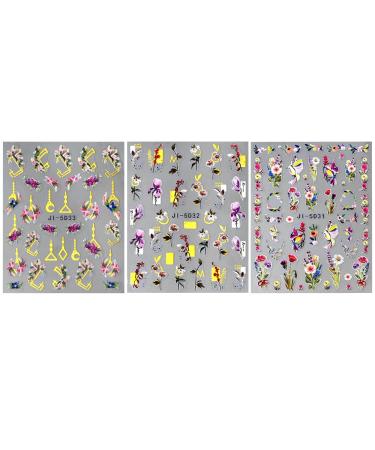 Dornail 5D Embossed Bronzing Nail Stickers - Spring Floral Decals for Women Manicure - Colorful Flower & Bird Nail Art Accessories - Buy Online on GoSupps.com
