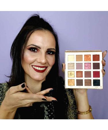 16 Color Matte & Shimmer Eyeshadow Palette | Luxury Metallic Gold & Nude Blending Powder with Mirror - Super Pigment Makeup - Buy Online on GoSupps.com