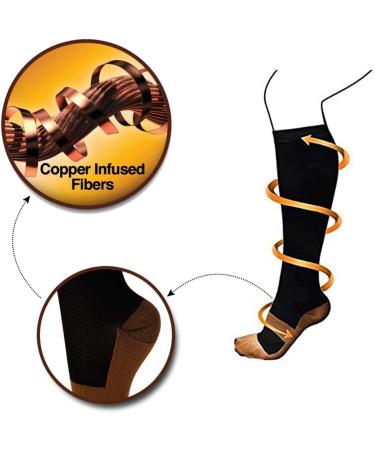 iSpchen Sporty Compression Stockings - Copper Fiber Vein Support - Black | International Shipping - Buy Online on GoSupps.com