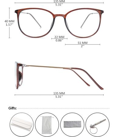 Koosufa Classic Retro Round Panto Glasses - Unisex Vintage Prescription-Free Frames with Case - Brown Nerd Glasses - Buy Online on GoSupps.com
