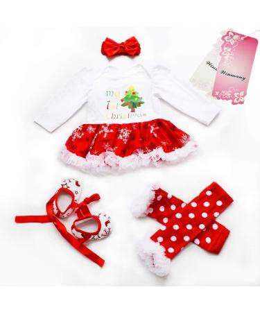Winmany Baby Girls Christmas Romper Tutu Dress Set 6-12 Months with Headband, Leg Warmer, and Shoes - Christmas Tree - Buy Online on GoSupps.com