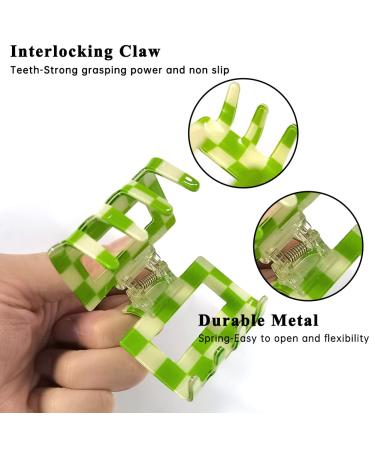 5PCS Checkered Claw Clip Acrylic Square Small Hair Claw Clips Set for Thin Hair - Exquisit Shark Clips Aesthetic Barrettes for Women - Buy Online on GoSupps.com