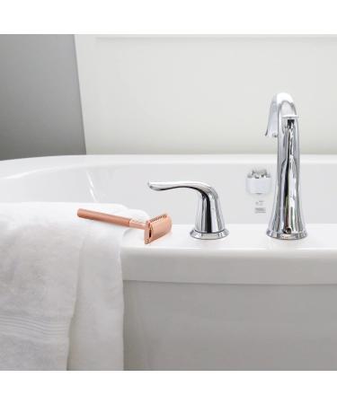 Safety Razors for Sensitive Skin - Reusable Metal Razor with 10 Double Edge Blades | Smooth & Clean Shave in Rose Gold - Buy Online on GoSupps.com