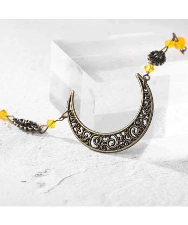 Jovono Boho Head Chain with Crystals - Stylish Bronze & Yellow Headdress for Women & Girls | Fashion Hair Accessories - Buy Online on GoSupps.com