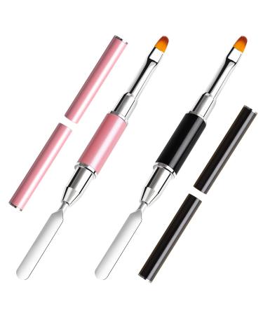 Kalolary 2PC Dual-Ended Poly Gel brush acrylic UV gel dual-ended poly gel brush poly gel brush Picker dual-ended poly gel nail brush for acrylic nail extension (black + pink) - Buy Online on GoSupps.com