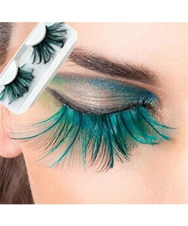 Miya fantastic eyelashes with super soft blue feather handmade artificial eyelashes false eyelashes spring eyelashes attractive decoration for party carnival masquerade stage halloween (DG) - Buy Online on GoSupps.com