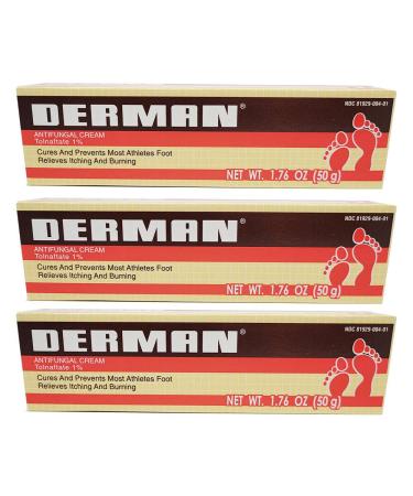 Derman Antifungal Cream for the Treatment of Athlete's Foot 1.76 oz. (3-Pack) 3 Count (Pack of 1)