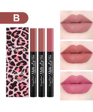 3 PCS Matte Lipstick Set - High Pigment Red Pink Lip Stain | Long Lasting No Fade Lip Pens for Ladies & Girls | Portable Lip Makeup for Festivals - Buy Online on GoSupps.com
