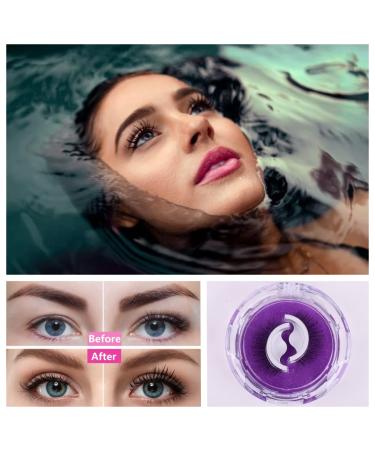 Reusable Self-Adhesive Eyelashes - No Glue Needed | Natural Look & Waterproof False Lashes with Curler & Brush - Pink-Purple - Buy Online on GoSupps.com