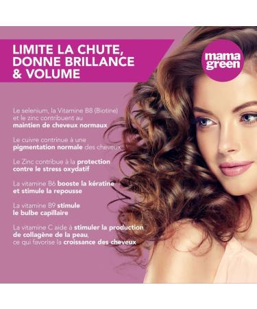 Mama Green - Gummies Love is in the hair - Favorise la pousse des cheveux - Force et brillance - 60 gummies - Sans sucres Sans colorants et ar mes artificiels - Fabriqu en France - Buy Online on GoSupps.com