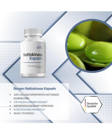 Bergen Nattokinase 270 Capsules | 100mg Vegan Supplement | 20 000 FU | No Vitamin K1 & K2 - International Shipping - Buy Online on GoSupps.com