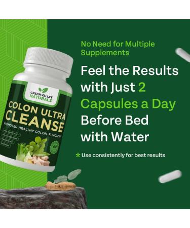 Colon Cleanse - Natural Solution to Colon Health - Natural Laxative - Constipation Relief - Gut Detox - Probiotics - Starts Working in 24 Hours - Supports Natural Bowel Rhythms (1 Bottle 60 Count) - Buy Online on GoSupps.com