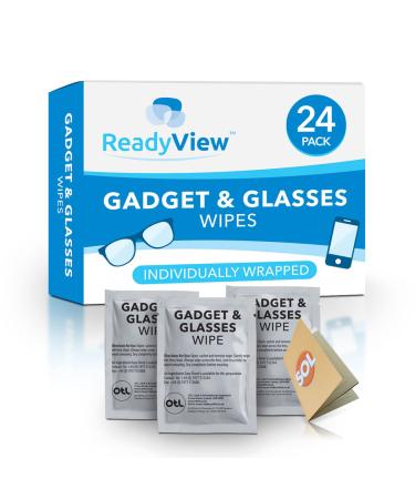 24pk Lens Wipes for Glasses & Gadgets | Glasses Wipes Individually Wrapped | Glasses Lens Cleaner for Glasses Cleaner Wipes Lens Wipe Spectacle Wipes Glasses Cleaning Wipes Lenses Wipes + SOL Sticker