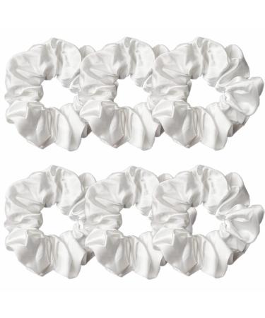 6 Pcs Satin Silk Hair Scrunchies Soft Hair Ties Fashion Hair Bands Hair Bow Ropes Hair Elastic Ponytail Holders Hair Accessories for Women and Girls (4.2 inch Pure White) 4.2 Inch (Pack of 6) Pure White - Buy Online on GoSupps.com