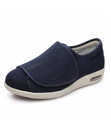Yytcsjz Diabetic Orthopedic Shoe Wide Slip-Resistant Slippers for Seniors Comfortable for Diabetic Edema Plantar Fasciitis Bunions Arthritis Swollen Feet (Color : Deep Blue Foot Length : 28cm)