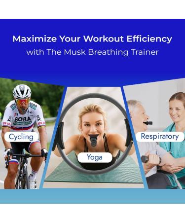 Musk Breathing Trainer - Portable Lung Trainer | Adjustable Dial | Compact Lung Exercise Device | Black - Medical Grade Silicone - Buy Online on GoSupps.com