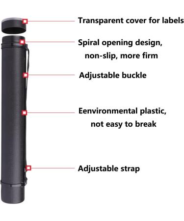 Ecjiuyi Poster Tube with Strap 2Pack Expandable Poster Tubes Expand from  24.5 to 40 Waterproof Telescoping Blueprint Art Document Storage Transport  Carrying Tube Black