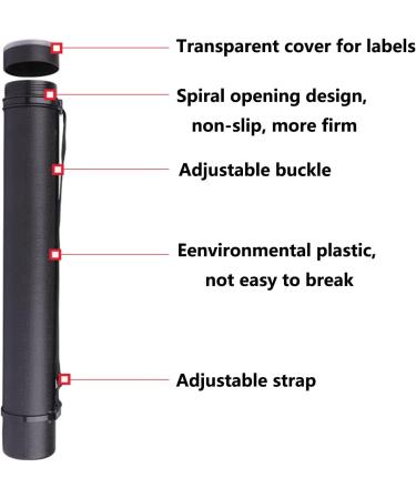 2-Pack Ecjiuyi Poster Tube with Strap | Expandable from 24.5 to 40 Inches | Waterproof Telescoping Design for Artwork, Blueprints, and Documents | Black - Buy Online on GoSupps.com