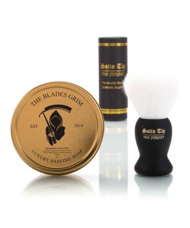 Satin Tip White Synthetic Shave Brush & Smolder Soap Kit - Premium Shaving Essentials for a Luxurious Grooming Experience | International Shipping Available - Buy Online on GoSupps.com