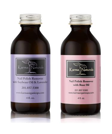 Natural Nail Polish Remover with Rose Oil and Soybean Lavender - Non Toxic Vegan Cruelty Free Acetone free Nails Strengthener for Fingernails 4 fl. Oz