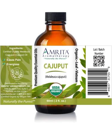 Organic Cajuput Essential Oil - Melaleuca cajuputi - 100% Pure Undiluted & Therapeutic Grade Premium Quality Aromatherapy Oils Tested & Verified - 60ML : AMRITA Aromatherapy 60ML(2 Fl Oz) - Buy Online on GoSupps.com