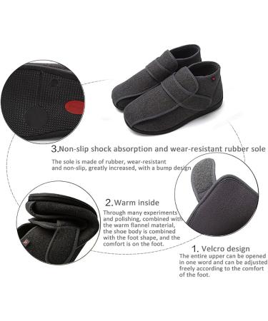 ZJING Men's Adjustable Diabetic Shoes for Arthritis and Swollen Feet - Size 7 Black - Buy Online on GoSupps.com