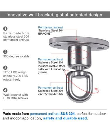 SELEWARE Silent Ball Bearing Swing Hangers - Heavy Duty 360 Rotate Swivel Hook for Playground, Yoga Hammock, Punching Bag - 1200lb Capacity - Buy Online on GoSupps.com