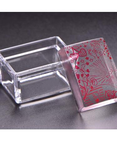 Clear jelly silicone nail stamp with scraper rectangle handle stamp tool manicure nail art stamper kit for diy manicure tools polish kit