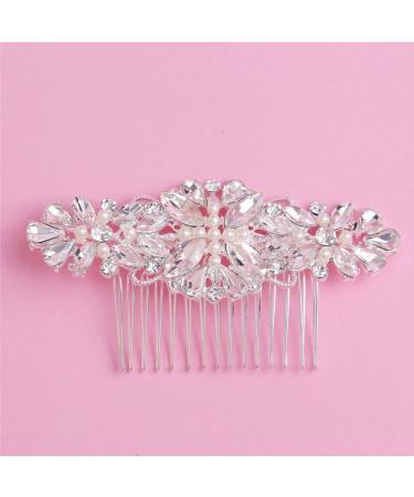 Angoily 1pc Wedding Hair Comb Rhinestone Hair Comb Alloy Hair Comb Hair Combs for Women Bling Hair Comb Pearl Wedding Comb Pearl Hair Comb Pearl Side Comb Vintage Hair Piece Miss