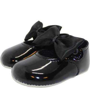 Baby Girls Pram Shoes: Bow Button Soft Sole | Made in Britain | 1 UK Child | Black - Buy Online on GoSupps.com