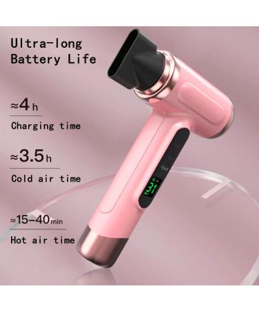 Handheld Cordless Hair Dryer w/Hot & Cold Wind USB Rechargeable Cordless Hair Dryer Portable Travel Blowdryer for Outdoor Indoor Pink - Buy Online on GoSupps.com