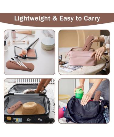 Travel Makeup Brush Holder - Silicone Washable Organizer Case for Women - Portable Dark Pink Cosmetic Brush Storage Tool - Buy Online on GoSupps.com