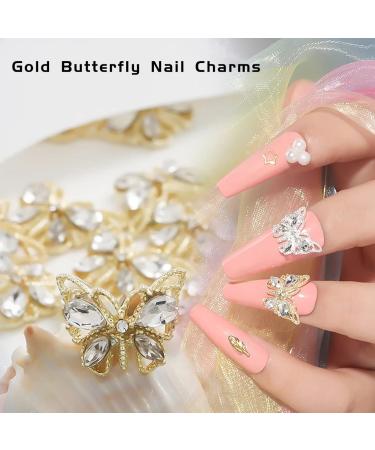 10 PCS 3D Metal Butterfly Nail Charms with Diamonds - Gold/Silver Rhinestone Nail Art Decoration - DIY Alloy Jewelry Accessories - Buy Online on GoSupps.com