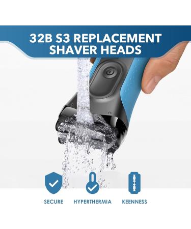 32B S3 Replacement Shaver Heads Shaver Accessory Compatible with Braun Series 3 Electric Razor s3 Replacement Head for Electric Foil Cordless Razor Fit 32s 300s 320s 330s 340s 370cc 390cc 3050cc - Buy Online on GoSupps.com