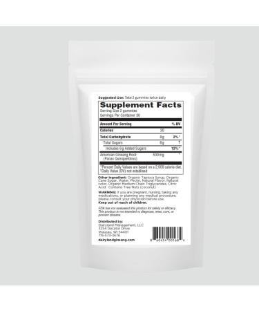 Dairyland American Ginseng Gummies 1000mg per Serving Lemon Flavor Caffeine-Free Energy & Focus Support Wisconsin Ginseng Gummy 60 pcs - Buy Online on GoSupps.com