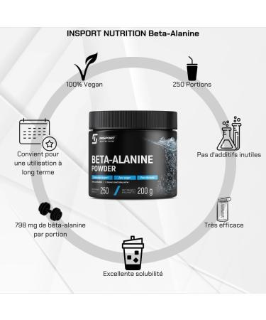 INSPORT Nutrition - PURE Beta-Alanine Powder - Professional sports supplement - Endurance support - 250 servings - 200g powder - Taste: natural - Buy Online on GoSupps.com