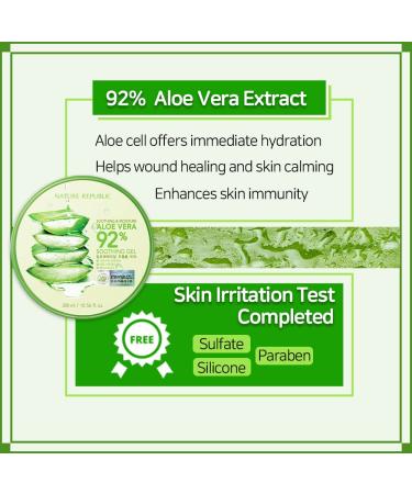 Nature Republic Aloe Vera Gel 92% Moisturizer 10.56 fl oz - Korean Cosmetics | Single PCS - Buy Online on GoSupps.com