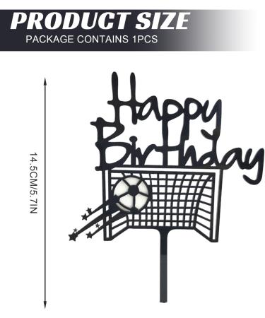 Soccer Happy Birthday Cake Topper Black Football Themed Birthday Cake Decoration for Men Boys Soccer Theme Birthday Party Decoration - Buy Online on GoSupps.com