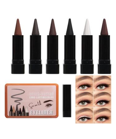 Duvcoywae Eyeliner Pencil for Mature Women - 6 Colours Smudge-Proof Balm Smudge-Proof Eyeliner Pencils - For Women Young Men Halloween Dating Stage Performances Parties