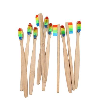 Bamboo Toothbrushes 6 Pack Wooden Toothbrush Bamboo Handle Eco-Friendly Toothbrush Charcoal Bristles Dental Care (B)