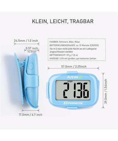 AVTREK Precise 3D Mini Pedometer - Ideal for Walking Running & Hiking - Compact & Lightweight Black - Buy Online on GoSupps.com