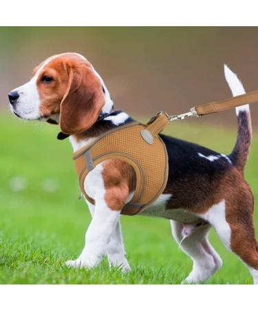 Joyal Reflective Soft Padded Dog Harness - Air-Mesh Breathable for Medium & XL Dogs (55-61cm) - Khaki - Buy Online on GoSupps.com