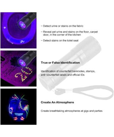 TOINGO UV Flashlight 9 LED 395nm Blacklight Detector for Dog Urine & Pet Stains - Buy Online on GoSupps.com