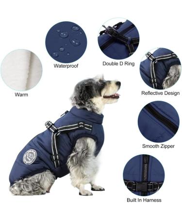 Savlot Dog Jacket Winter Vest - Sleeveless Cotton Padded Pet Skiing Costume in Dark Blue (XS) - Warm & Stylish Dog Sweater - Buy Online on GoSupps.com