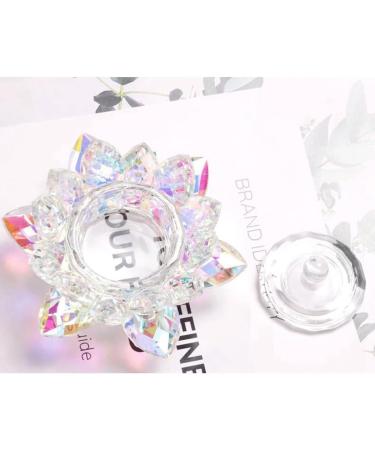 Kapmore Portable Creative Glassware Nail Lotus Dish Shaped Crystal with Lid Bowl Glass Powder Nail Cup - Buy Online on GoSupps.com